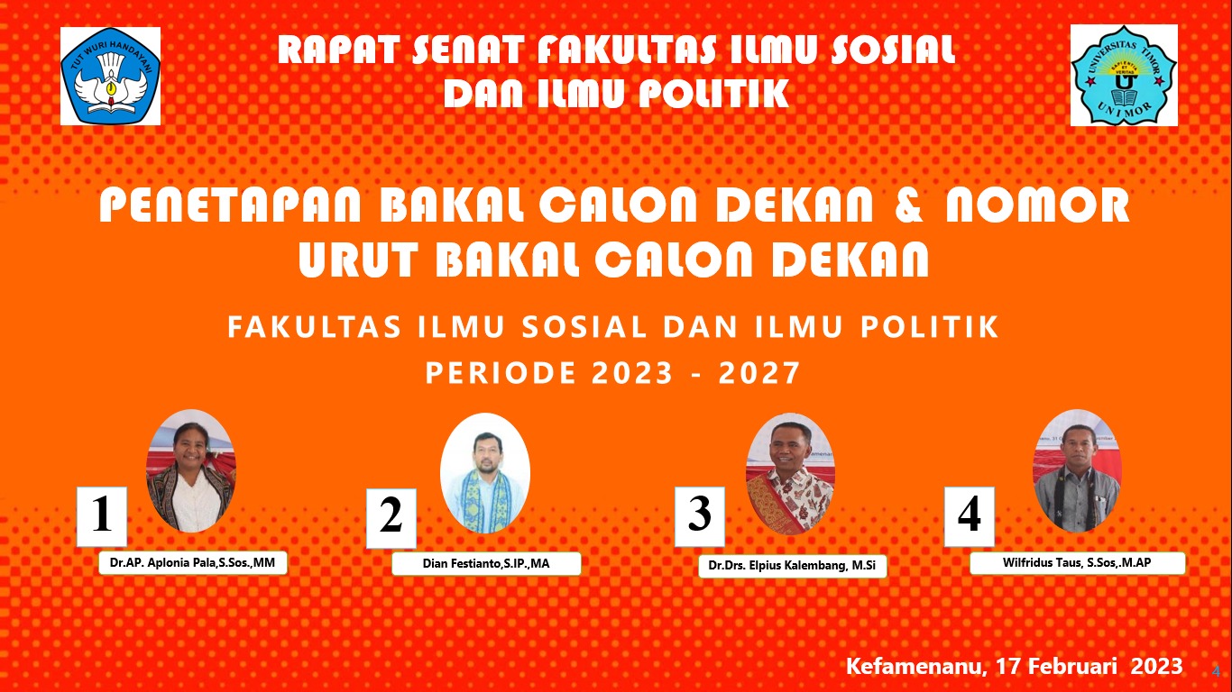 Senat Gelar Penetapan Nomor Urut Calon Dekan Fakultas Ilmu Sosial dan Ilmu Politik Universitas Timor Periode 2023-2027