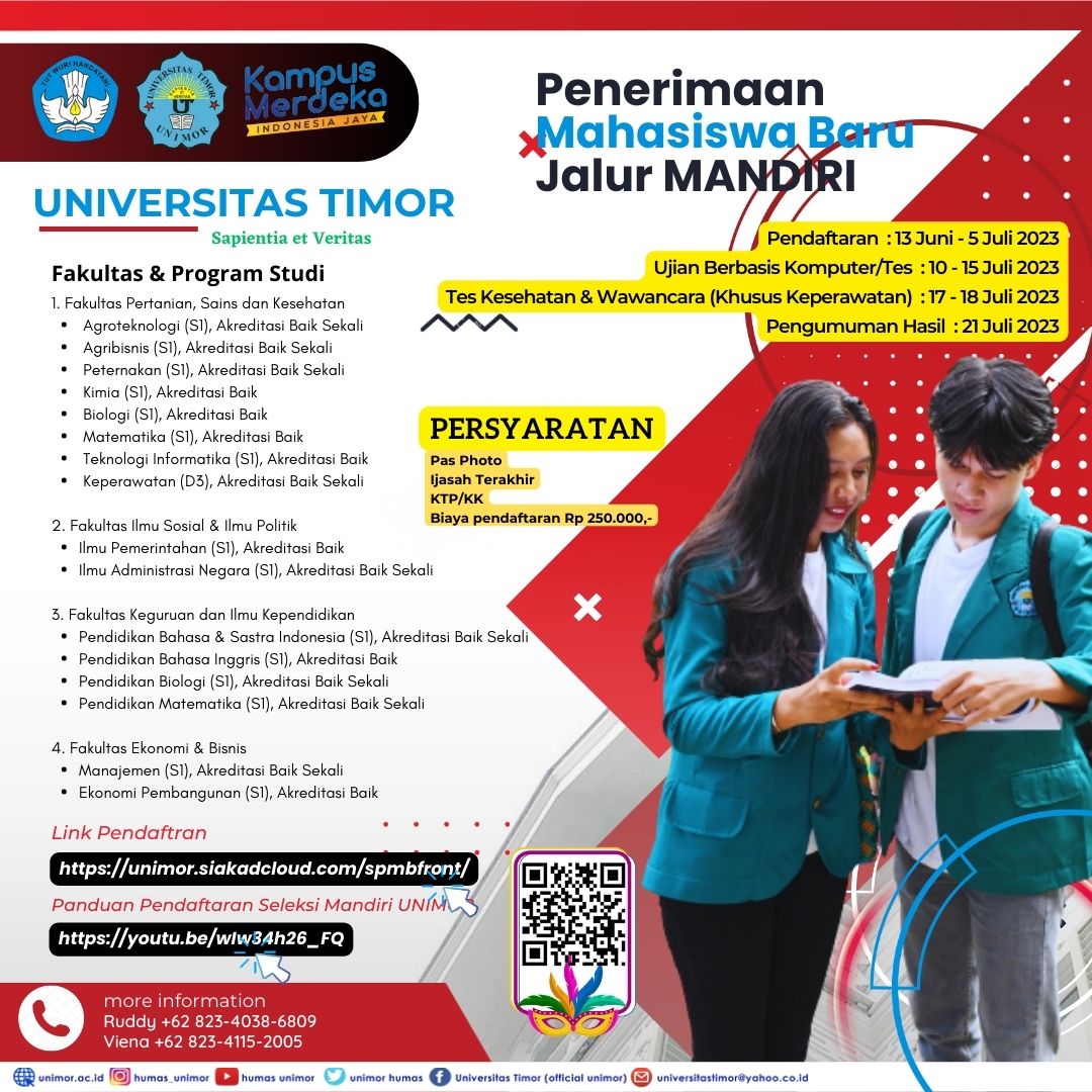 Pengumuman Penerimaan Mahasiswa Baru Universitas Timor 2023